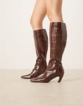 [ASOS DESIGN] ASOS DESIGN Colette chisel toe knee boots in brown croc 41 Chocolate croc