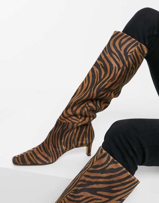 tiger print thigh high boots