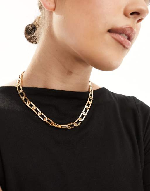 ASOS DESIGN - Collana a catena color oro spazzolato