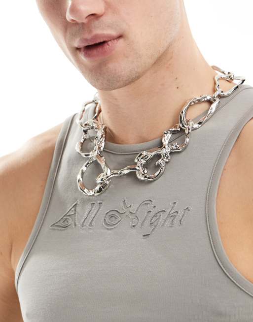 ASOS DESIGN - Collana a catenina appariscente effetto fuso color argento 