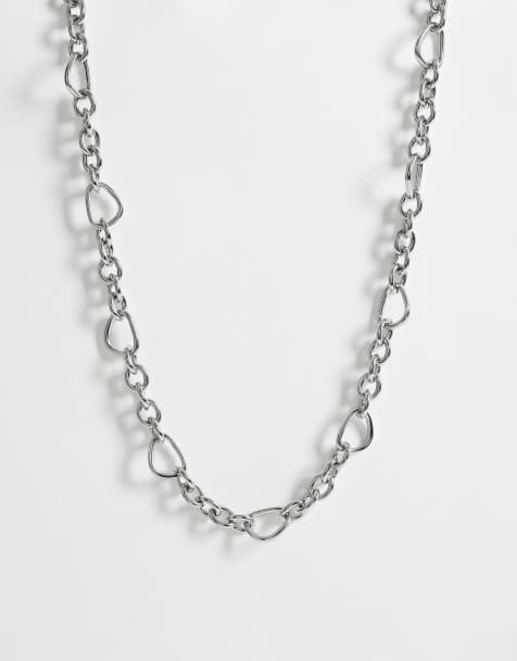 ASOS DESIGN - Collana a catenina con maglie effetto fuso ovali color argento - view 1