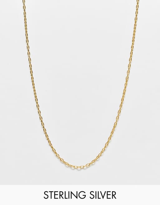 ASOS DESIGN - Collana a catenina con maglie in argento sterling color oro  