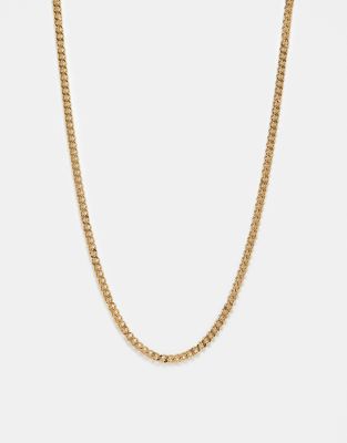 ASOS DESIGN - Collana a catenina corta slim da 4 mm in acciaio inossidabile resistente all'acqua color oro 
