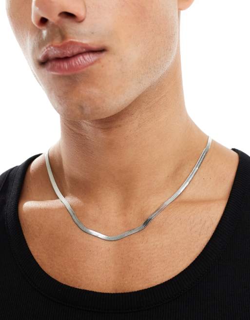 ASOS DESIGN - Collana a catenina in acciaio inossidabile resistente all'acqua color argento 