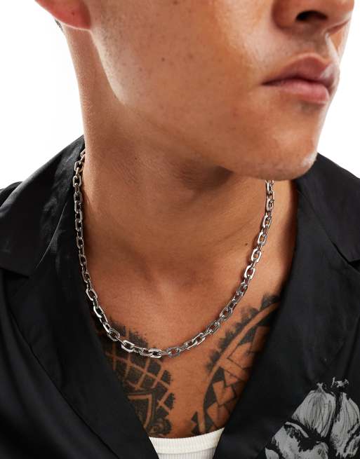 ASOS DESIGN - Collana a catenina in acciaio inossidabile resistente all'acqua color argento 