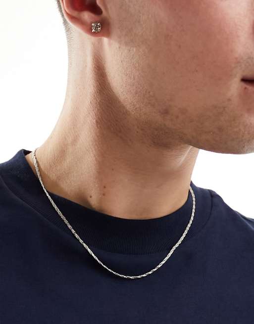 ASOS DESIGN - Collana a catenina intrecciata in acciaio inossidabile resistente all'acqua color argento 