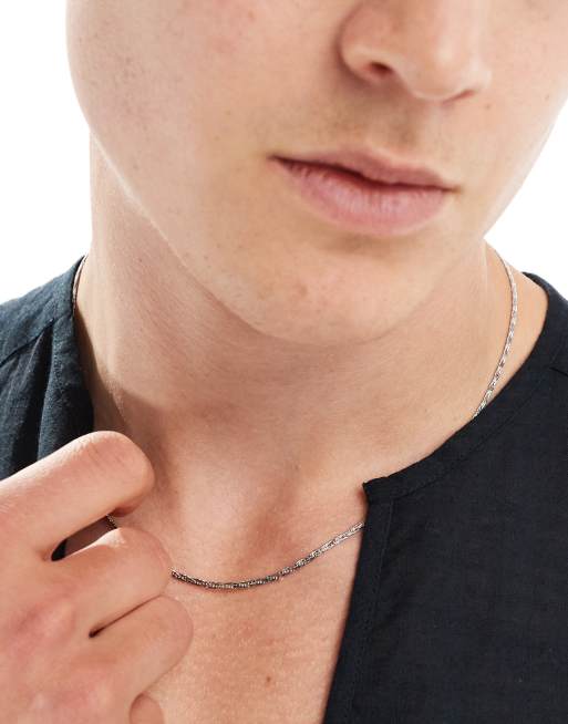 ASOS DESIGN - Collana a catenina intrecciata in acciaio inossidabile resistente all'acqua color argento 