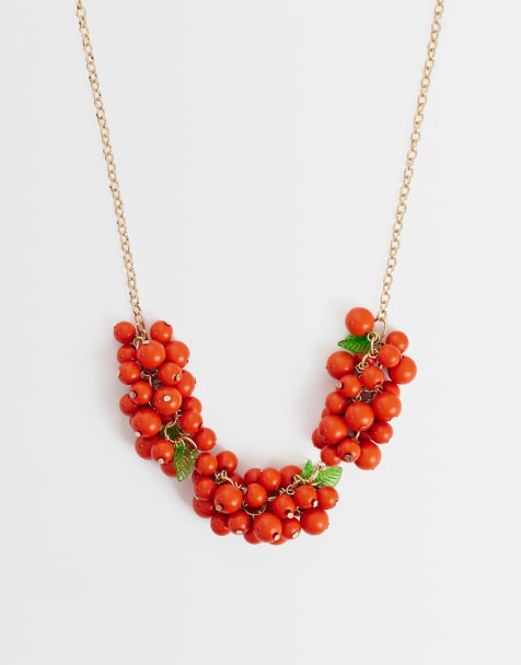 ASOS DESIGN - Collana appariscente con perline bacche rosse - view 1