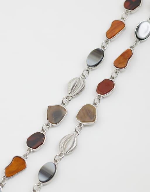 ASOS DESIGN - Collana argentata con ciondolo e pietra, 2 di 3
