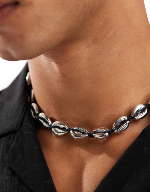ASOS DESIGN - Collana argentata con conchiglie sintetiche , 3 di 4