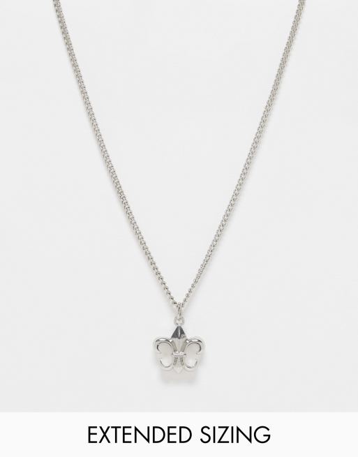 ASOS DESIGN - Collana argentata con pendente a giglio
