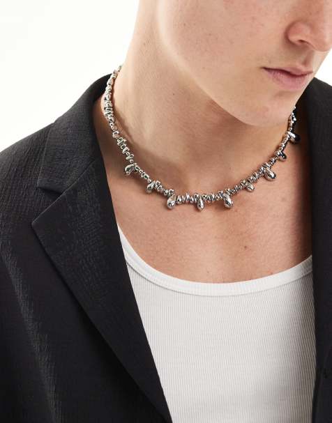 ASOS DESIGN - Collana argentata con perline sintetiche metallizzate - view 1