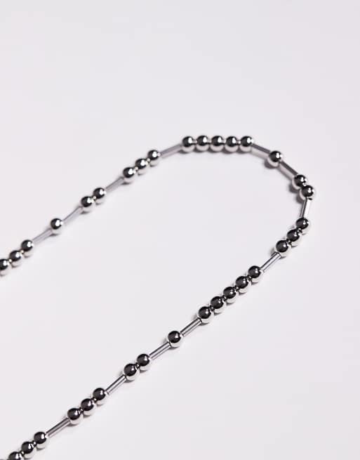ASOS DESIGN - Collana argentata con perline, 2 di 3