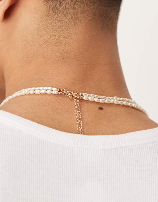 ASOS DESIGN - Collana bianca con perle sintetiche di acqua dolce e perline dorate  , 3 di 3