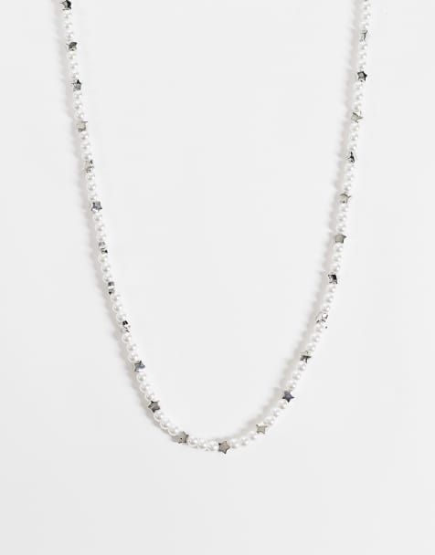 ASOS DESIGN collana bianca con perle sintetiche e perline a stella - view 1
