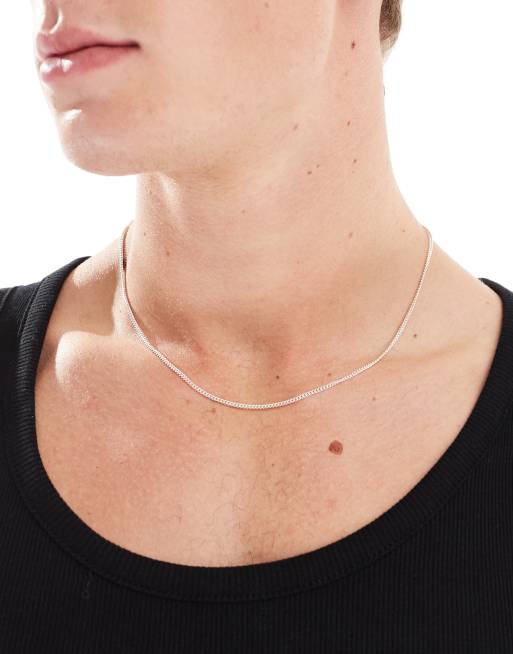 ASOS DESIGN - Collana color argento a catenina corta in argento sterling 