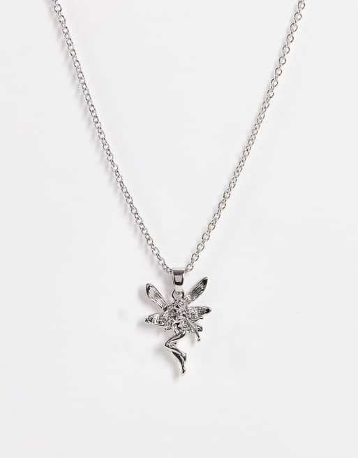 ASOS DESIGN - Collana color argento con ciondolo a fatina