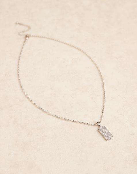 ASOS DESIGN - Collana color argento con ciondolo a medaglietta con strass - view 1