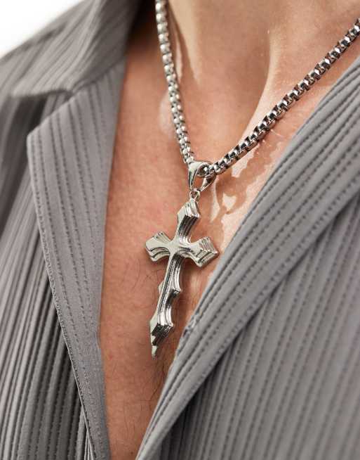 Collana Con Croce Donna Collana Con Ciondolo Croce A Tre Strati - Acciaio Inox, Tono Argento & Oro, Con Catena Croce Metallica Per Uomo/donna - Foto 11