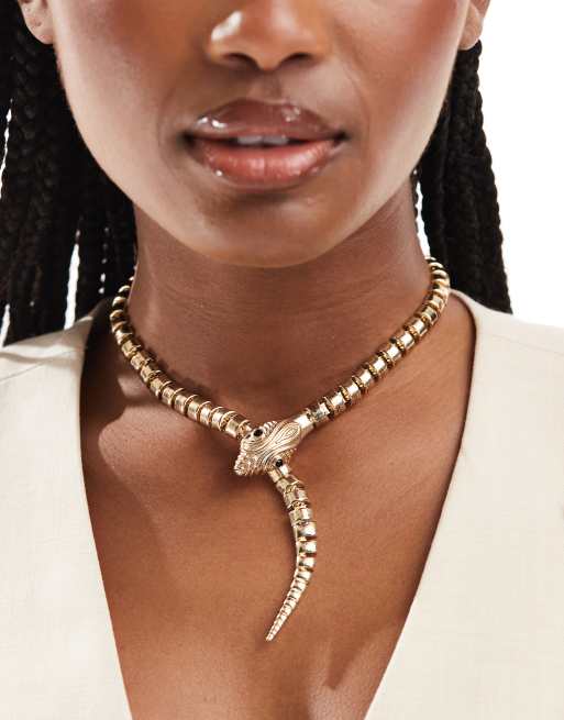 ASOS DESIGN - Collana color oro a serpente regolabile