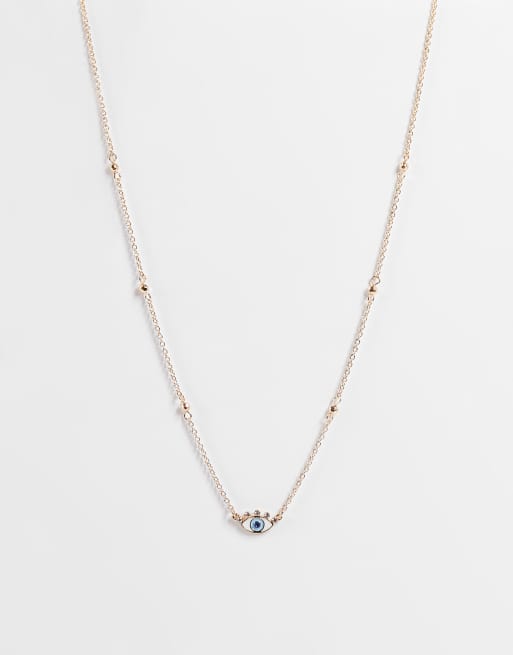 ASOS DESIGN - Collana color oro con ciondolo a forma di occhio