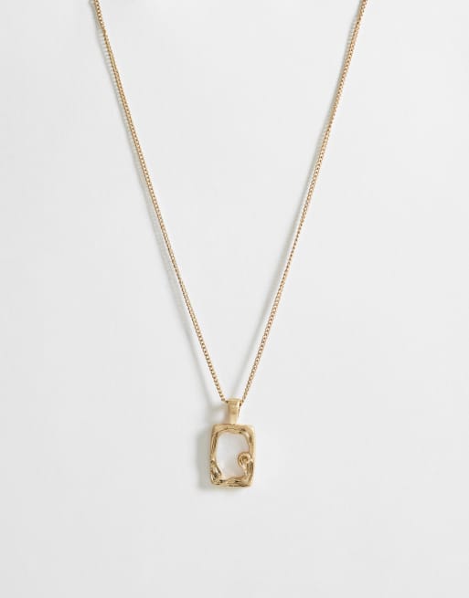 ASOS DESIGN - Collana color oro con pendente quadrato e pietra