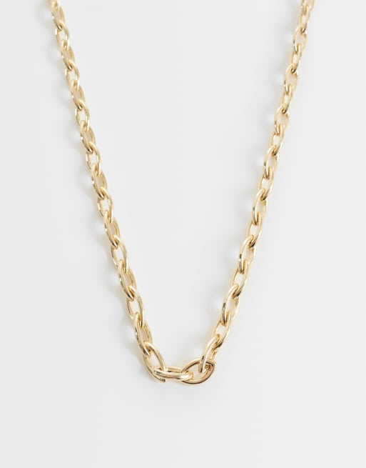 ASOS DESIGN - Collana con catenina a maglie ovali color oro