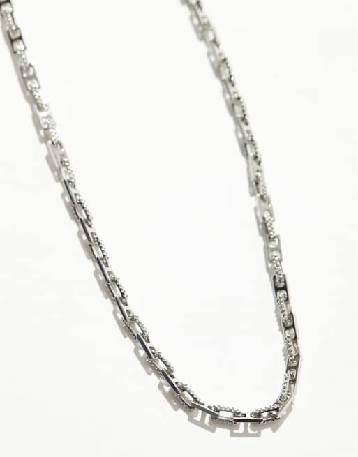 ASOS DESIGN - Collana con catenina a maglie zigrinate argentata , 2 di 3