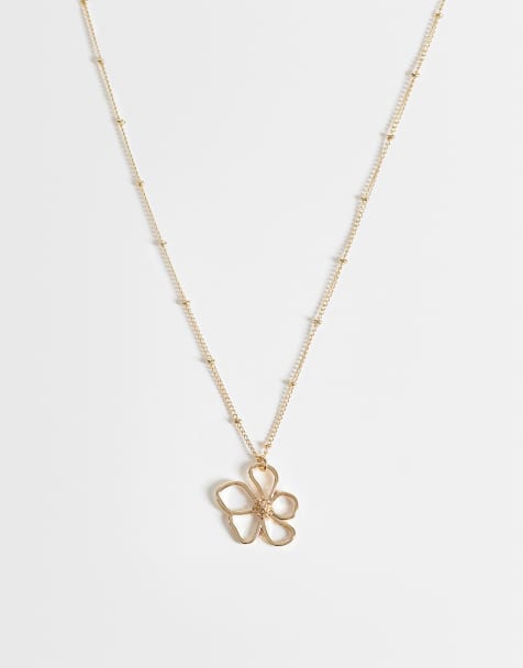 ASOS DESIGN - Collana con catenina sottile e ciondolo a fiore dorato - view 1