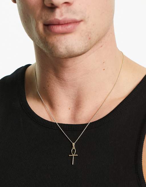ASOS DESIGN - Collana con ciondolo con ankh color oro