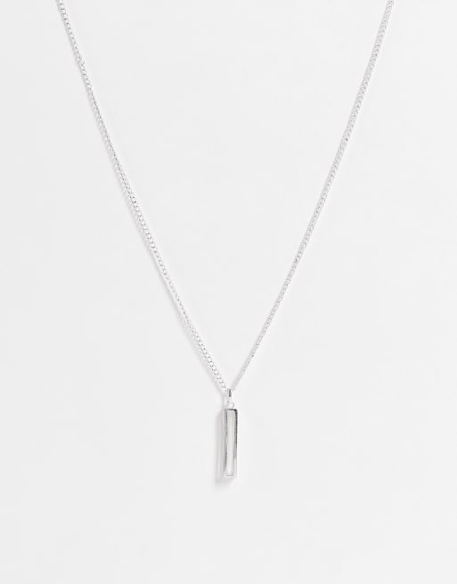 ASOS DESIGN - Collana con ciondolo con barretta colore argento