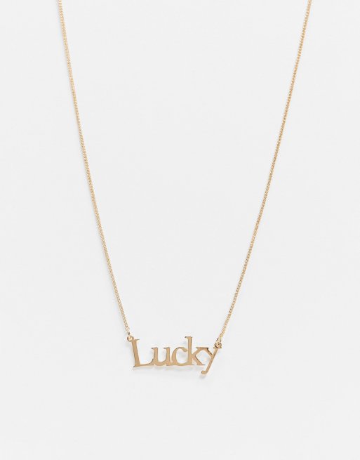 ASOS DESIGN - Collana con ciondolo con scritta 