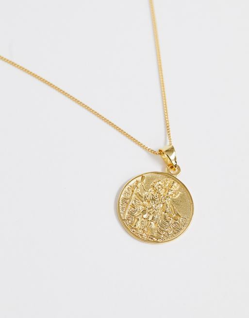 ASOS DESIGN - Collana con ciondolo di San Cristoforo in argento sterling placcata oro 14k, 2 di 4
