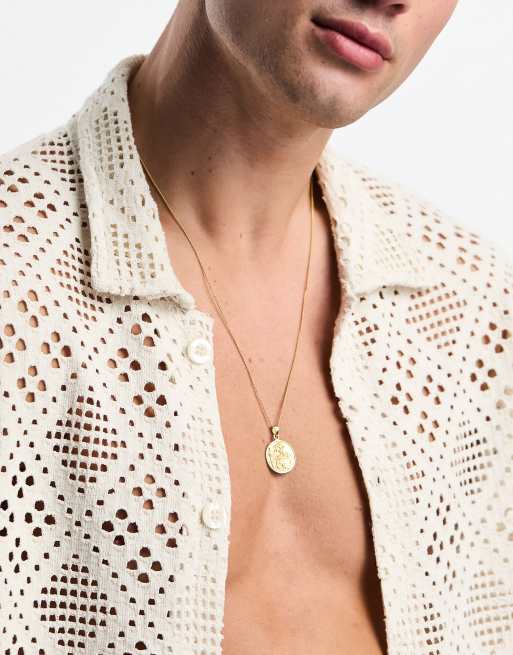 ASOS DESIGN - Collana con ciondolo di San Cristoforo in argento sterling placcata oro 14k, 4 di 4
