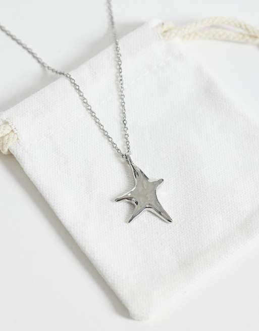 ASOS DESIGN - Collana con ciondolo in acciaio inossidabile resistente all'acqua argentato a forma di stella, 4 di 4