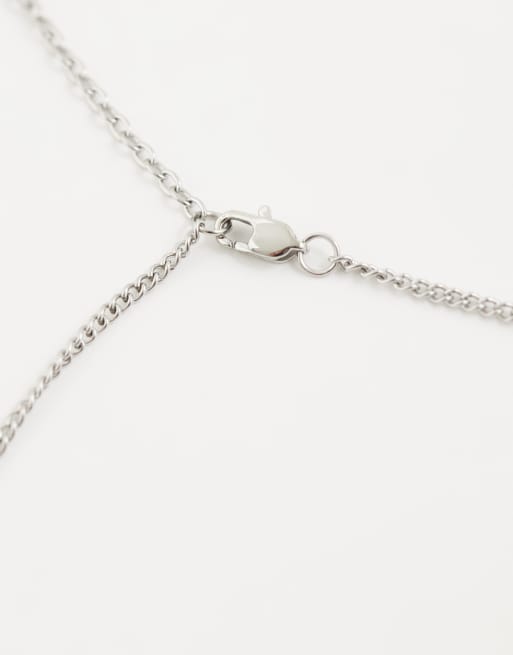 ASOS DESIGN - Collana con ciondolo in acciaio inossidabile resistente all'acqua argentato a forma di stella, 3 di 4