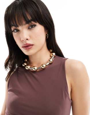 ASOS DESIGN - Collana con design misto a sfere e barrette