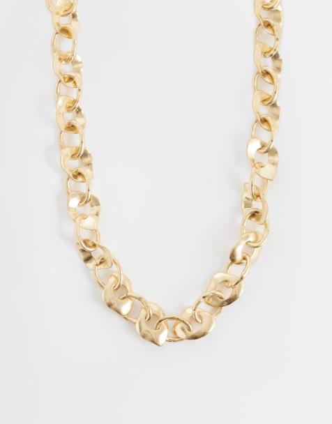 ASOS DESIGN collana con maglie effetto fuso in oro spazzolato - view 1
