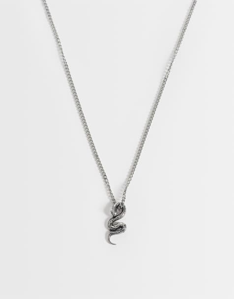 ASOS DESIGN collana con pendente serpente in acciaio inossidabile impermeabile color argento brunito - view 1