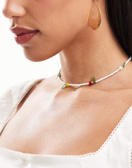 ASOS DESIGN - Collana con perle sintetiche e dettagli a forma di frutta