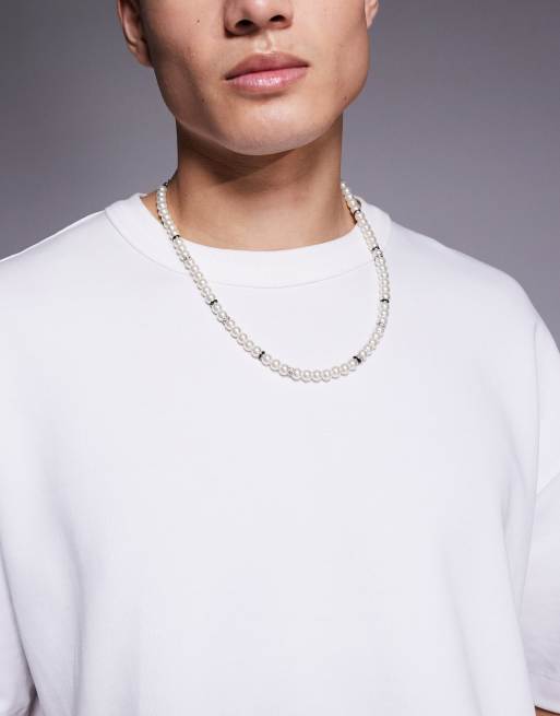 ASOS DESIGN - Collana con perle sintetiche e perline in strass