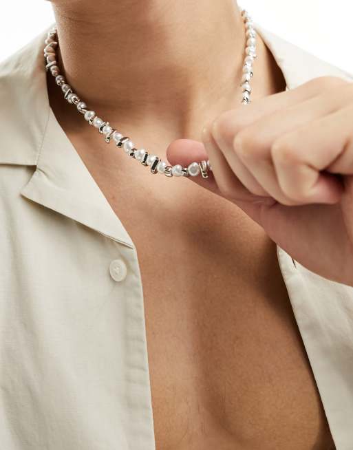 ASOS DESIGN - Collana con perle sintetiche in vetro e distanziatori , 4 di 4