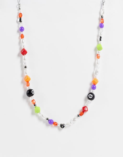 ASOS DESIGN - Collana con perline e dado 