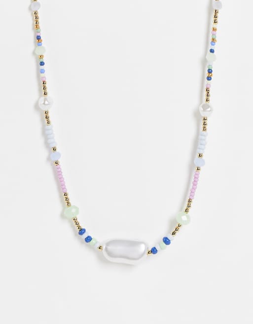 ASOS DESIGN - Collana con perline multicolore