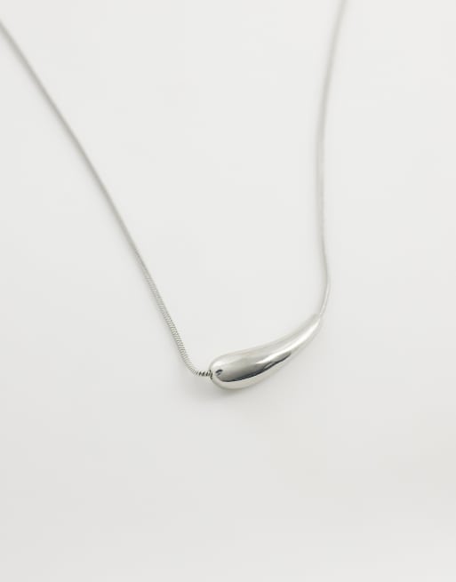 ASOS DESIGN - Collana corta argentata con piccolo ciondolo effetto fuso, 4 di 4