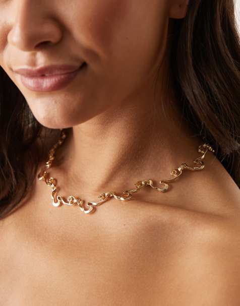 ASOS DESIGN - Collana corta dorata con design astratto - view 1