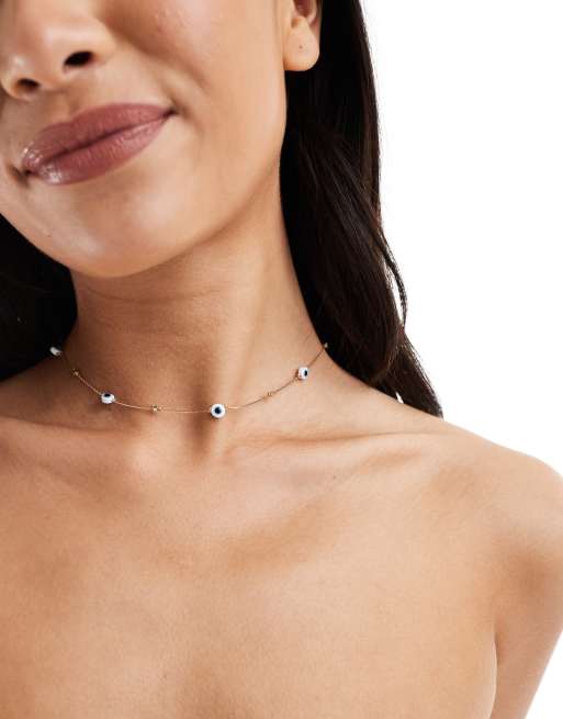 ASOS DESIGN - Collana corta dorata con occhi, 4 di 4