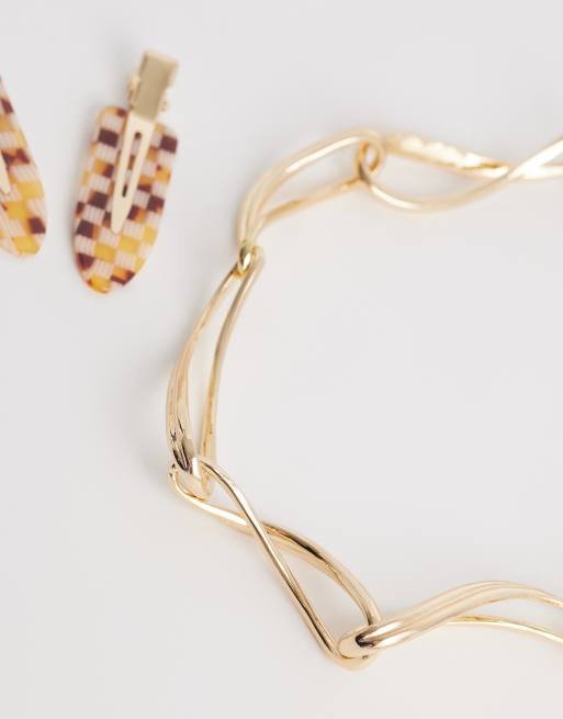 ASOS DESIGN - Collana corta tonalità oro con catenina intrecciata, 2 di 4