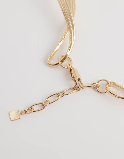 ASOS DESIGN - Collana corta tonalità oro con catenina intrecciata, 3 di 4