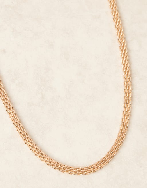 ASOS DESIGN - Collana da festival color oro con catenina stile cinturino , 2 di 3